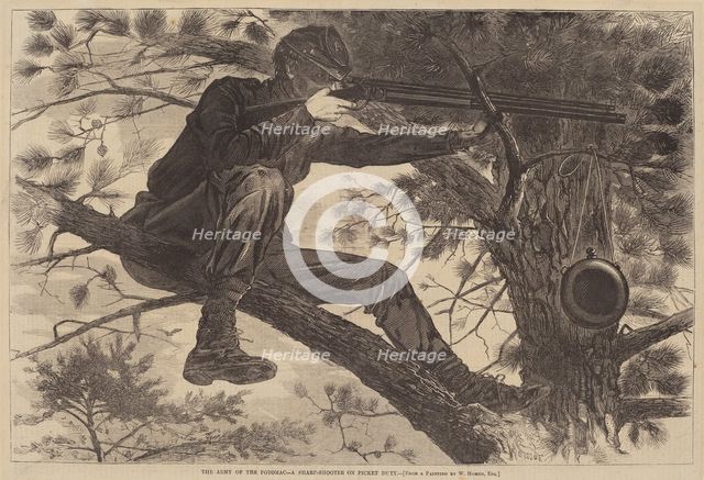 The Army of the Potomac - A Sharp-Shooter on Picket Duty, published 1862. Creator: Winslow Homer.