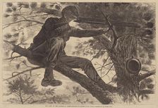 The Army of the Potomac - A Sharp-Shooter on Picket Duty, published 1862. Creator: Winslow Homer