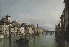 The Arno between the Ponte Vecchio and Ponte Santa Trinità, Florence, 1740. Creator: Bellotto, Bernardo (1720-1780)
