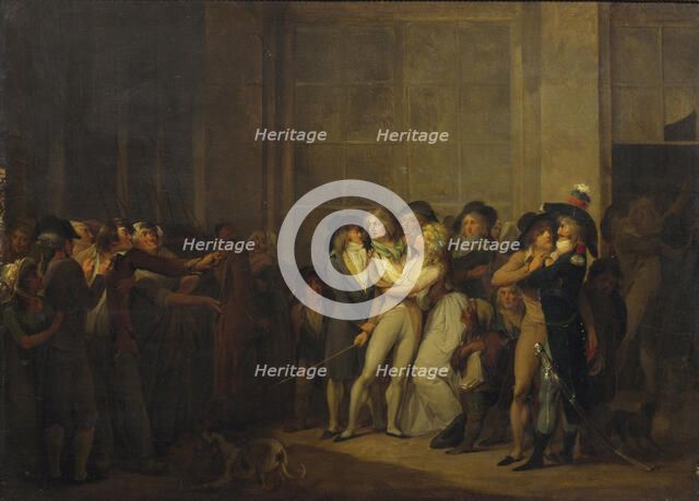 The Arrest of the Singer Garat. Creator: Boilly, Louis-Léopold (1761-1845).