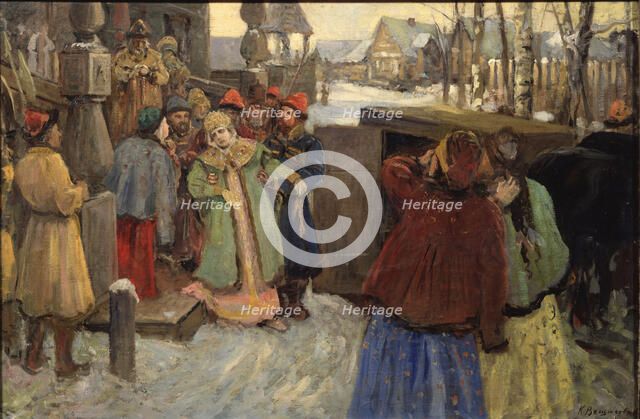 The Arrest of Tsarevna Sophia. Artist: Veshchilov, Konstantin Alexandrovich (1878-1945)