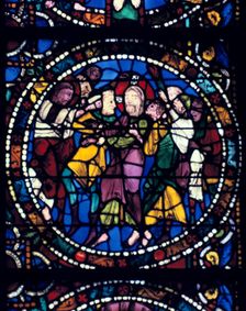 The Arrest of Christ (Kiss of Judas), stained glass, Chartres Cathedral, 1194-1260