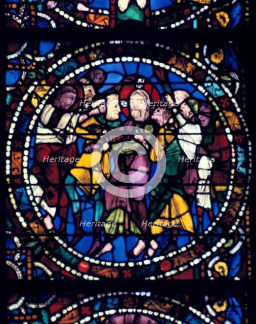 The Arrest of Christ (Kiss of Judas), stained glass, Chartres Cathedral, 1194-1260. Artist: Unknown