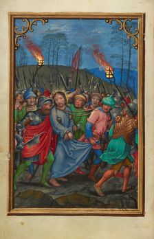 The Arrest of Christ; Prayer Book of Cardinal Albrecht of Brandenburg, about 1525-1530. Creator: Simon Bening