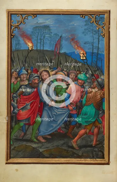 The Arrest of Christ; Prayer Book of Cardinal Albrecht of Brandenburg, about 1525-1530. Creator: Simon Bening.
