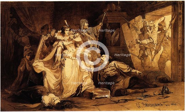 The Arrest of Marina Mniszech, 1860. Artist: Mikeshin, Mikhail Osipovitsch (1835-1896)