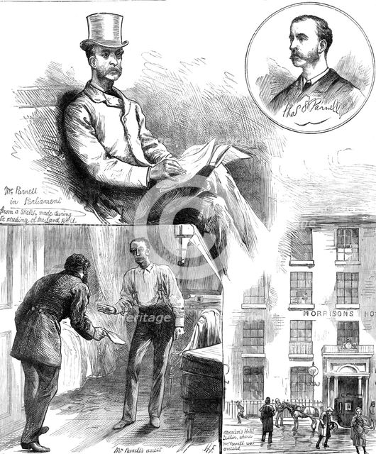 The arrest of Mr. C. S. Parnell, M.P., at Morrison's Hotel, Dublin, 1881. Creator: Unknown.