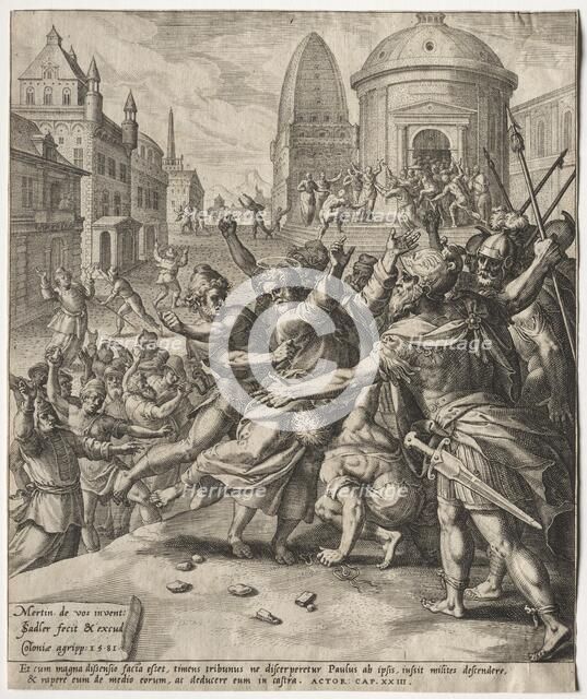 The Arrest of St. Paul, 1581. Creator: Jan I Sadeler (Flemish, 1550-1600).