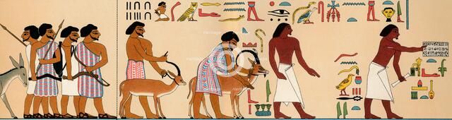 'The Arrival of a Tribe of Semitic Nomads in Egypt', 1895 BC, (1903). Artist: Unknown.