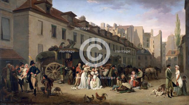 'The Arrival of a Stagecoach at the Terminus, rue Notre-Dame-des-Victoires, Paris, 1803', 1803-1845. Artist: Louis Leopold Boilly