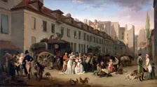 The Arrival of a Stagecoach at the Terminus, rue Notre-Dame-des-Victoires, Paris, 1803 1803-1845. Artist: Louis Leopold Boilly