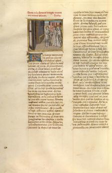 The Arrival of an Apostle at the House of Mary; Miroir Historial, about 1475. Creator: Unknown