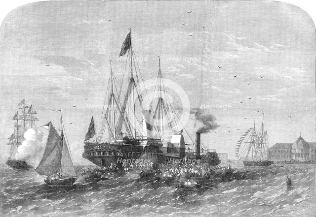 The Arrival of His Royal Highness the Prince of Wales at Alexandria, Egypt, 1862. Creator: Smyth.