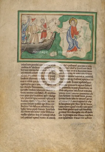 The Arrival of Saint John on Patmos; Dyson Perrins Apocalypse, about 1255-1260. Creator: Unknown.