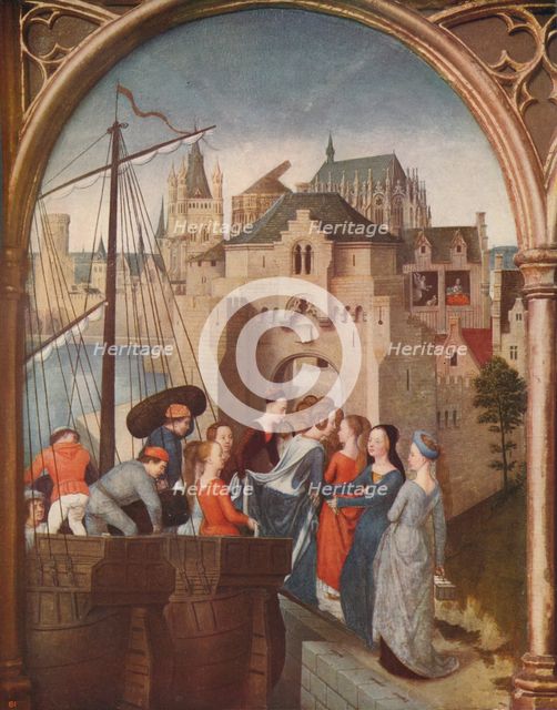'The Arrival of St. Ursula at Cologne', 1489, (c1915). Artist: Hans Memling.