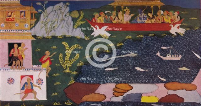 The Arrival of Rama and Sita in the Aerial Car', (18th century), 1937. Artist: Unknown