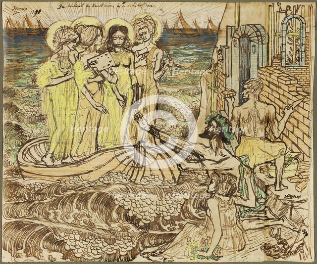 The Arrival of the Muses of Art at Architecture, 1890. Creator: Jan Toorop.