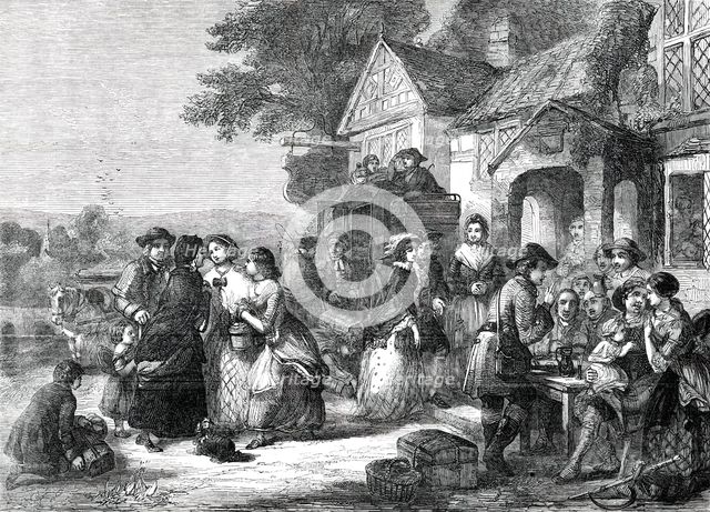 The Arrival of the Coach - a Roadside Inn a Century Ago - painted by T. F. Marshall, 1850. Creator: Unknown.