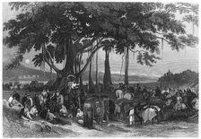 The arrival of the contingent force of the Sikh irregular cavalry, India, c1860