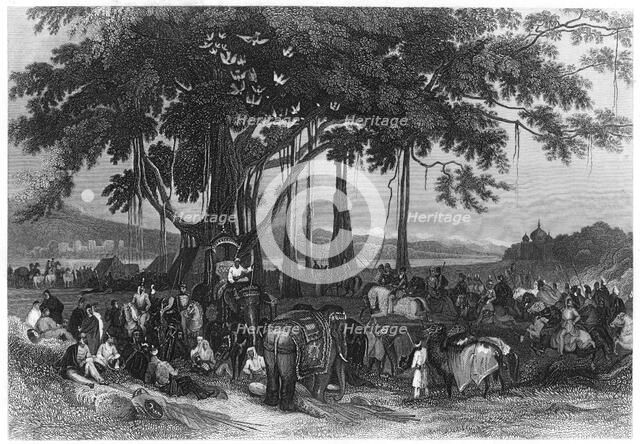 The arrival of the contingent force of the Sikh irregular cavalry, India, c1860. Artist: Unknown