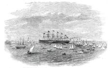 The Arrival of the "Great Eastern" at New York - from a sketch taken on the Jersey side by E. Hall, Creator: Unknown