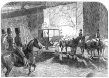 The Arrival of the Prince of Wales at Clumber, on a visit to the Duke of Newcastle, 1861. Creator: Unknown