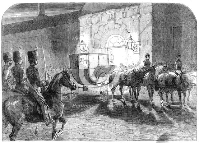 The Arrival of the Prince of Wales at Clumber, on a visit to the Duke of Newcastle, 1861. Creator: Unknown.