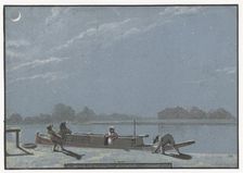The arrival of the Weesper Schuit on the Buiten Amstel (Diary, November 19), 1805-1808. Creator: Christiaan Andriessen