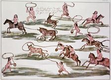 The Art of hunting of Mexican Indians, drawing from the book Hacia allá y para acá