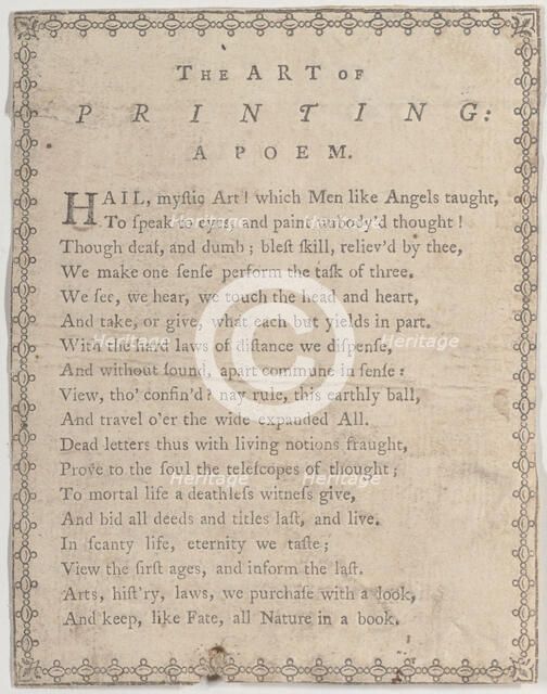 The Art of Printing: A Poem, 19th century., 19th century. Creator: Anon.