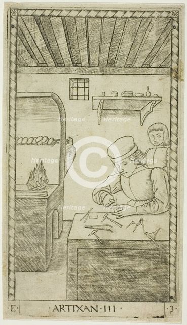 The Artisan, plate three from The Ranks and Conditions of Men, c.1465. Creator: Unknown.