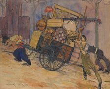 The artist Carl Frisendahl's move in Montparnasse, Paris, 1909. Creator: Bertil Lybeck