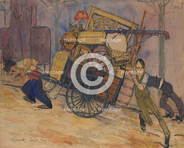 The artist Carl Frisendahl's move in Montparnasse, Paris, 1909. Creator: Bertil Lybeck.