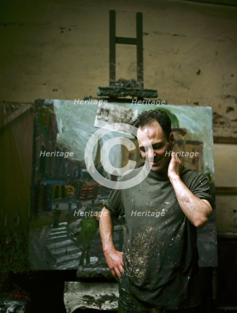 The artist Frank Auerbach (1931- ) in his studio. Creator: Unknown.