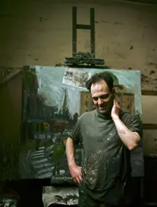 The artist Frank Auerbach (1931- ) in his studio. Creator: Unknown