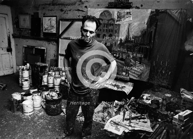 The artist Frank Auerbach (1931- ) in his studio. Creator: Unknown.