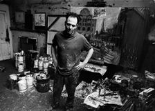 The artist Frank Auerbach (1931- ) in his studio. Creator: Unknown