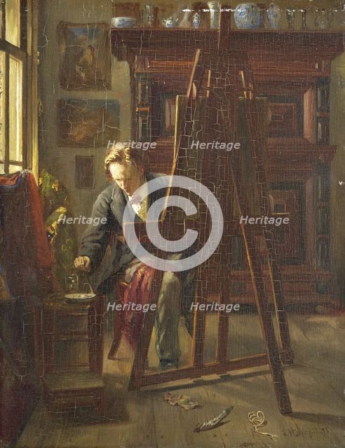 The Artist George Jan Hendrik Poggenbeek in His Studio, 1872. Creator: Theo Hanrath.