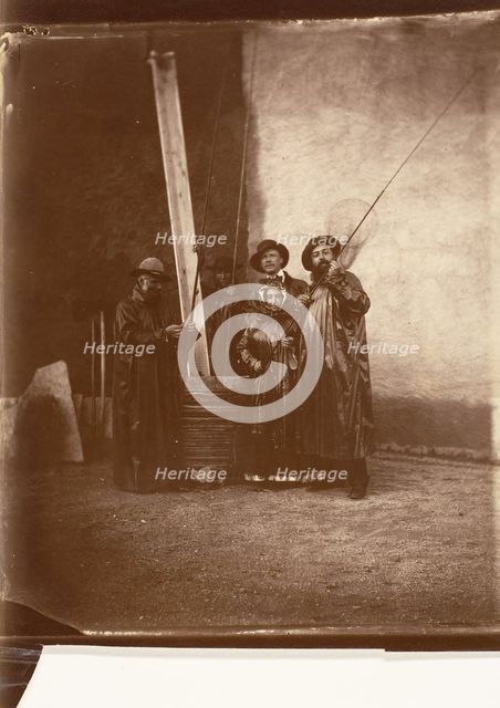 [The Artist, His Mother, and Friends in Fishing Garb], ca. 1860. Creator: Olympe Aguado.