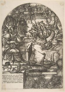 The artist Jean Duvet in the guise of St. John the Evangelist, sitting at a desk, ca. 1546-55. Creator: Jean Duvet