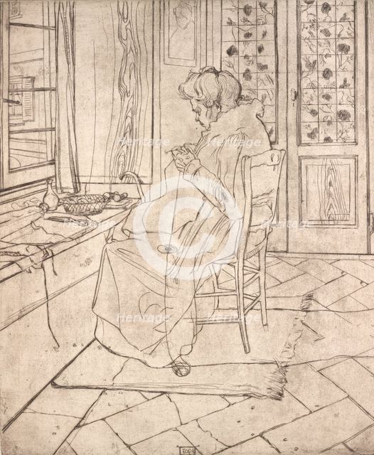 The Artist's Mother Crocheting, 1907. Creator: Umberto Boccioni.