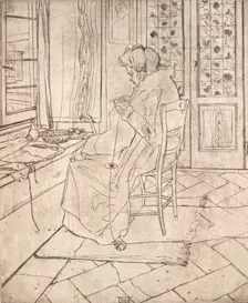 The Artist's Mother Crocheting, 1907. Creator: Umberto Boccioni