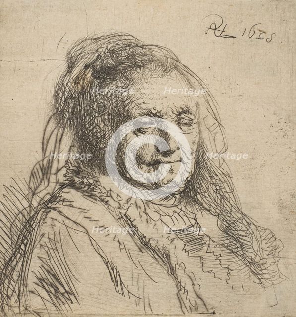 The Artist's Mother: Head and Bust, Three-Quarters Right, 1628., 1628. Creator: Rembrandt Harmensz van Rijn.