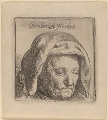 The Artist's Mother in a Cloth Headdress, Looking Down, 1633. Creator: Rembrandt Harmensz van Rijn