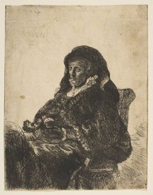 The Artist's Mother Seated at a Table, Looking Left: Three Quarter Length, after 1631. Creator: Unknown