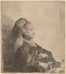 The Artist's Mother Seated, in an Oriental Headdress, 1631. Creator: Rembrandt Harmensz van Rijn
