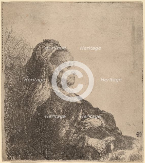 The Artist's Mother Seated, in an Oriental Headdress, 1631. Creator: Rembrandt Harmensz van Rijn.