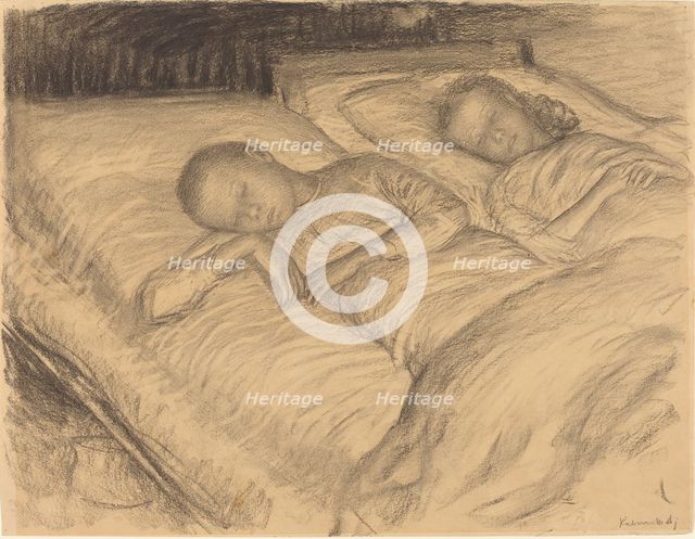 The Artist's Children Wolf and Anna Asleep, c. 1900. Creator: Leopold Kalckreuth.