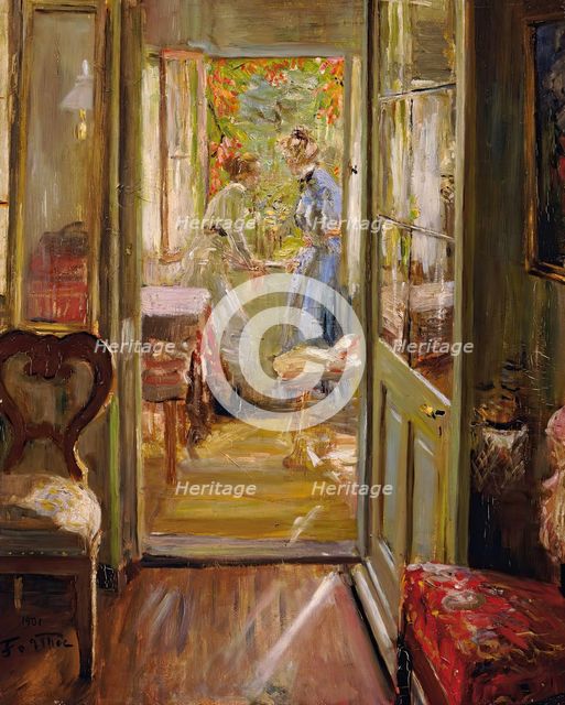 The artist's daughters in the veranda, 1901. Creator: Fritz Karl Hermann von Uhde.