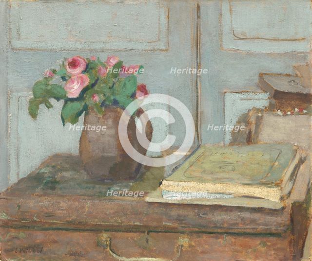The Artist's Paint Box and Moss Roses, 1898. Creator: Edouard Vuillard.